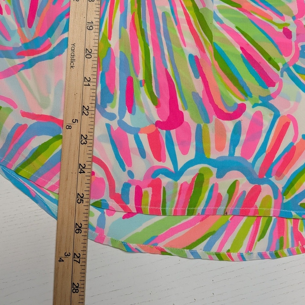 Lilly Pulitzer Elsa Silk Top Womens S Pink Blue Seashell Print Sleeveless - Picture 5 of 8